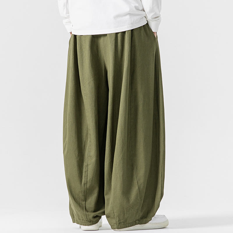 Pantalones harén de algodón con cintura elástica y bolsillos para hombre, color liso, con estampado de Buddha Stones - image 3