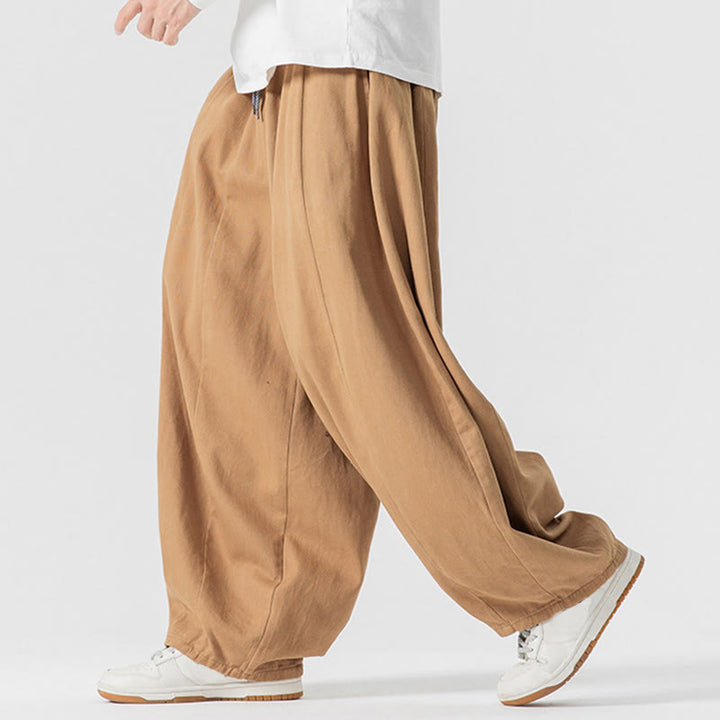 Pantalones harén de algodón con cintura elástica y bolsillos para hombre, color liso, con estampado de Buddha Stones - image 11