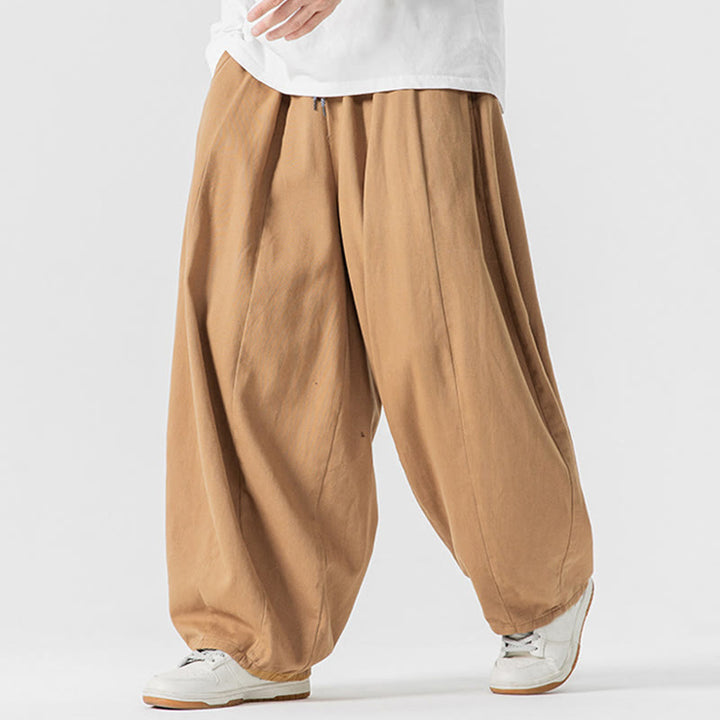 Pantalones harén de algodón con cintura elástica y bolsillos para hombre, color liso, con estampado de Buddha Stones - image 8