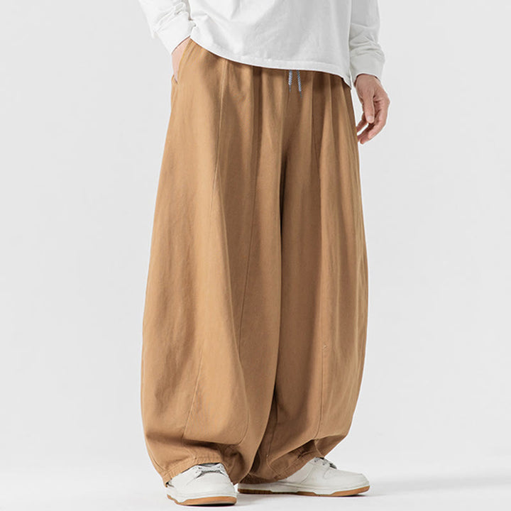 Pantalones harén de algodón con cintura elástica y bolsillos para hombre, color liso, con estampado de Buddha Stones - image 9