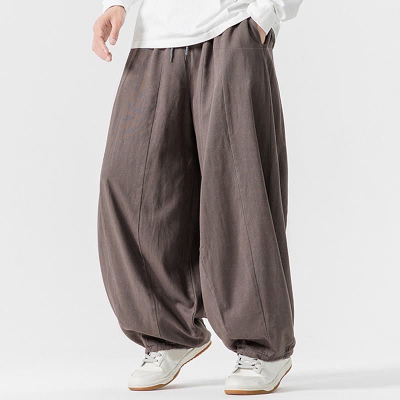 Pantalones harén de algodón con cintura elástica y bolsillos para hombre, color liso, con estampado de Buddha Stones - image 23