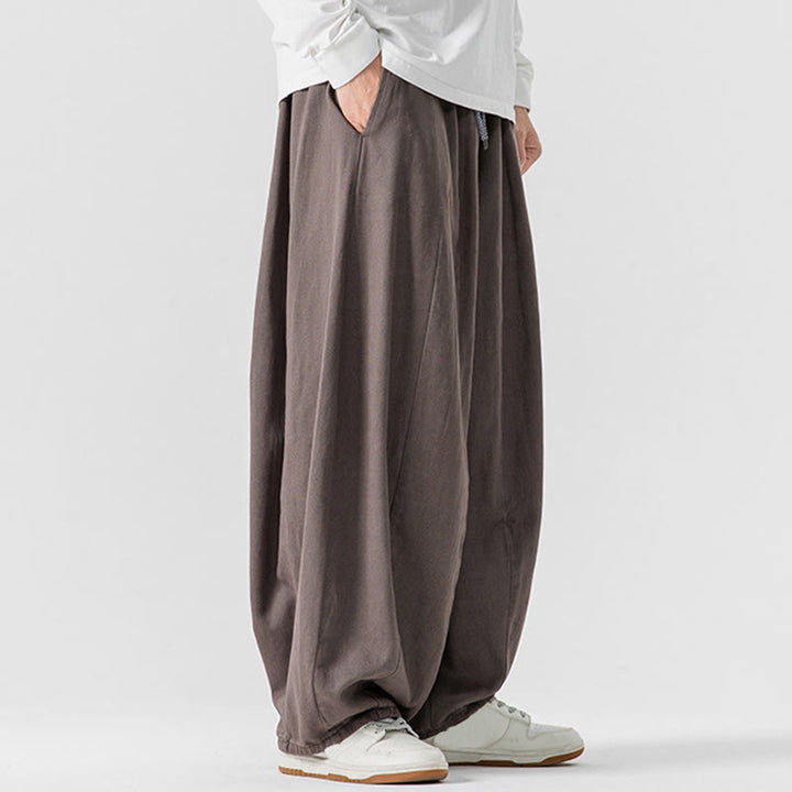 Pantalones harén de algodón con cintura elástica y bolsillos para hombre, color liso, con estampado de Buddha Stones - image 19