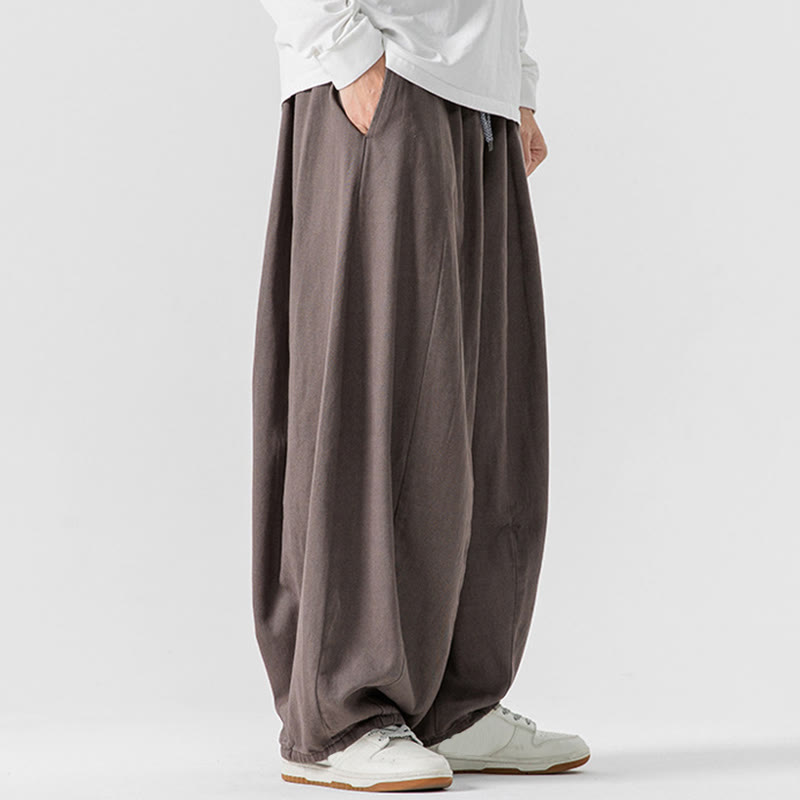 Pantalones harén de algodón con cintura elástica y bolsillos para hombre, color liso, con estampado de Buddha Stones - image 19