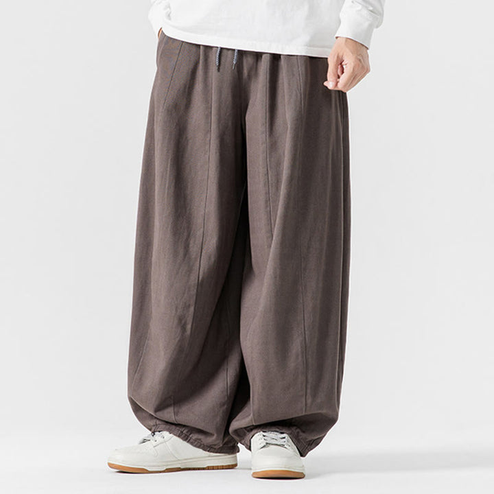 Pantalones harén de algodón con cintura elástica y bolsillos para hombre, color liso, con estampado de Buddha Stones - image 22