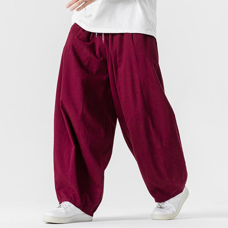 Pantalones harén de algodón con cintura elástica y bolsillos para hombre, color liso, con estampado de Buddha Stones - image 26