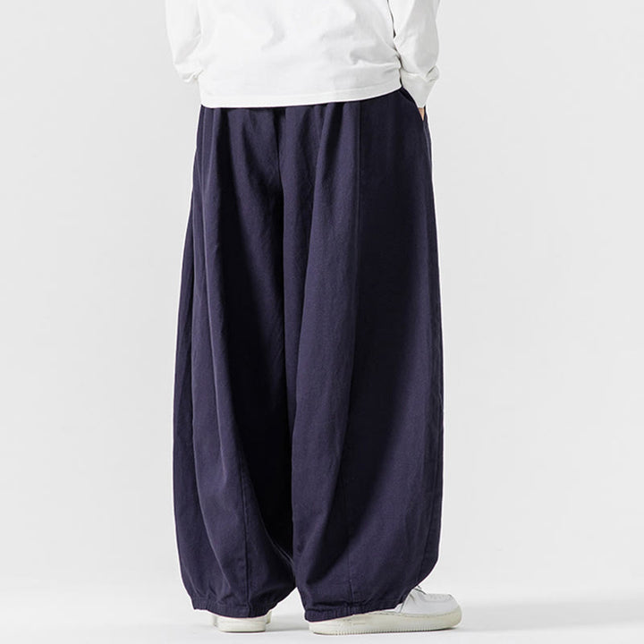 Pantalones harén de algodón con cintura elástica y bolsillos para hombre, color liso, con estampado de Buddha Stones - image 34
