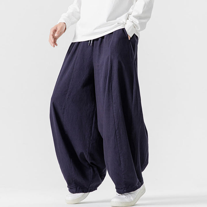 Pantalones harén de algodón con cintura elástica y bolsillos para hombre, color liso, con estampado de Buddha Stones - image 38