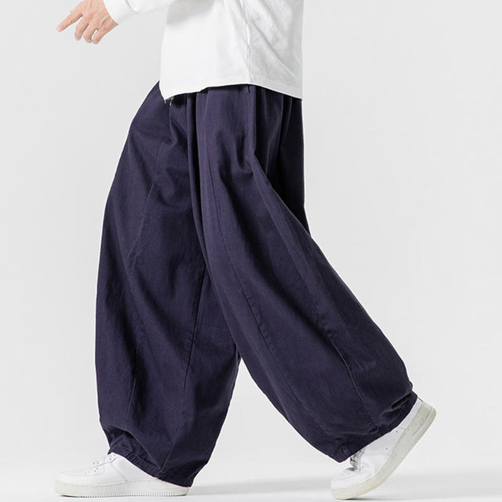 Pantalones harén de algodón con cintura elástica y bolsillos para hombre, color liso, con estampado de Buddha Stones - image 36