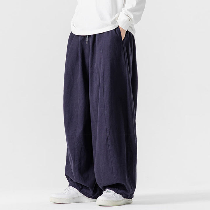 Pantalones harén de algodón con cintura elástica y bolsillos para hombre, color liso, con estampado de Buddha Stones - image 33