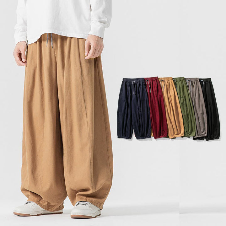 Pantalones harén de algodón con cintura elástica y bolsillos para hombre, color liso, con estampado de Buddha Stones - image 15