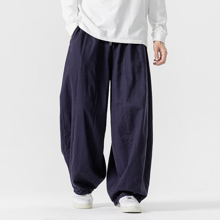 Pantalones harén de algodón con cintura elástica y bolsillos para hombre, color liso, con estampado de Buddha Stones - image 32