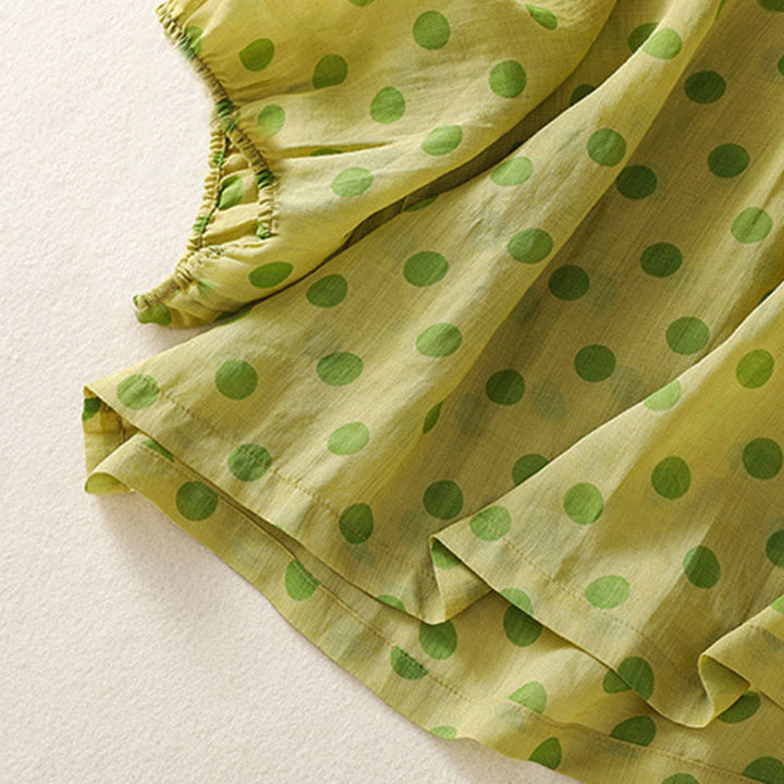 Camisa de poliéster para mujer de manga larga con cuello redondo y lunares de Buddha Stones Fall  - image 13