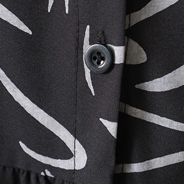 Camisa de algodón y poliéster de manga larga para mujer con cuello alto y estampado de líneas de Buddha Stones para primavera y otoño  - image 19