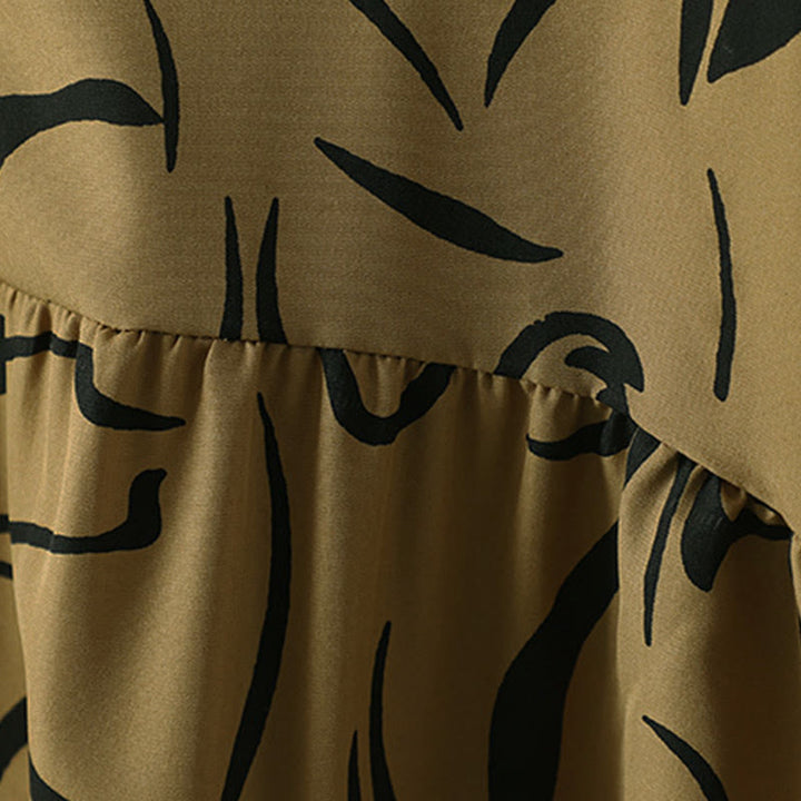 Camisa de algodón y poliéster de manga larga para mujer con cuello alto y estampado de líneas de Buddha Stones para primavera y otoño  - image 12