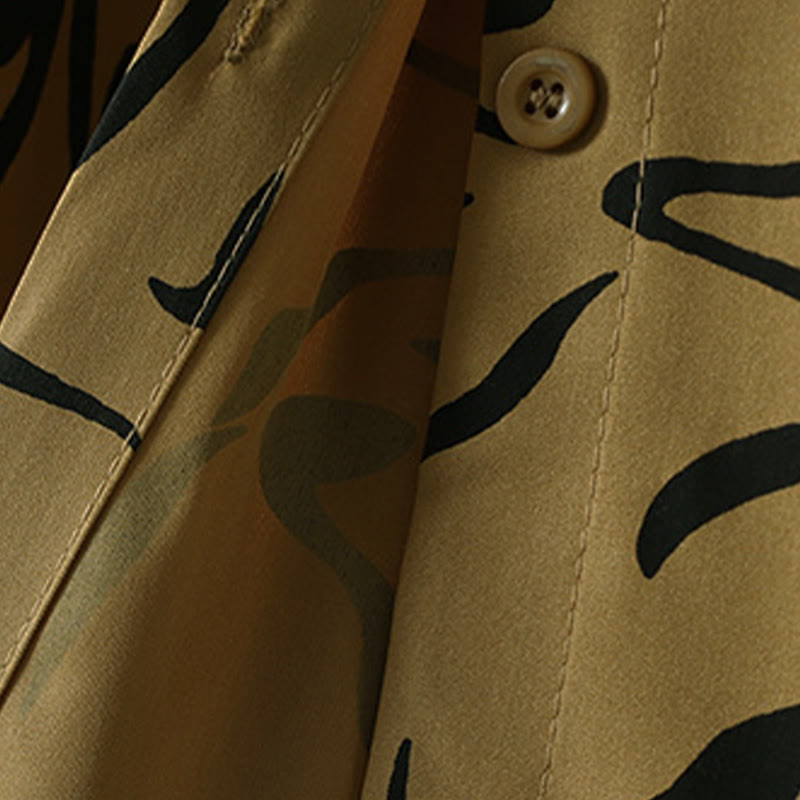 Camisa de algodón y poliéster de manga larga para mujer con cuello alto y estampado de líneas de Buddha Stones para primavera y otoño  - image 13