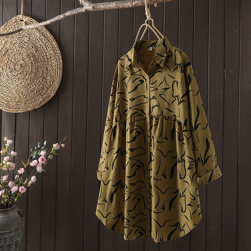 Camisa de manga larga para mujer con estampado de Buddha Stones, cuello alto y diseño de primavera/otoño.  - Vara de oro oscura - US14, UK/AU18, EU46 (4XL) - image 1
