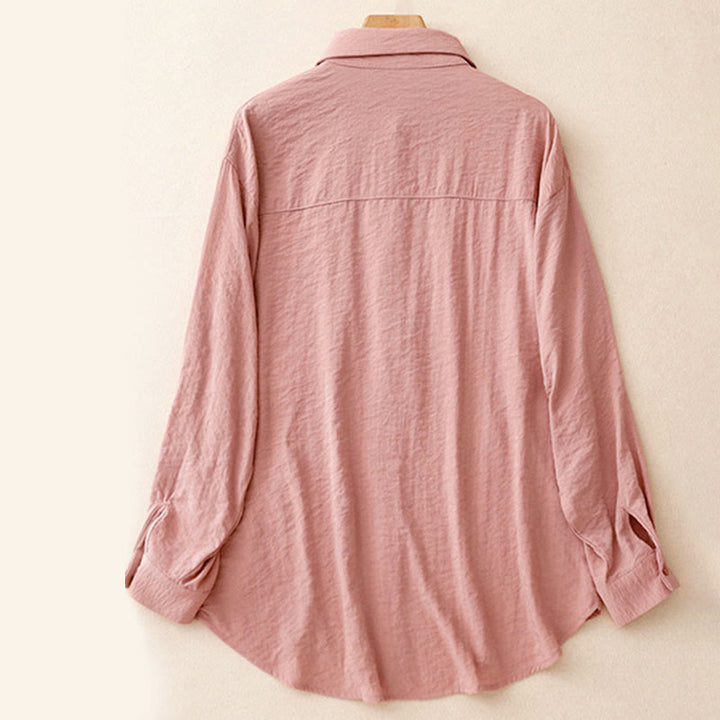 Camisa de algodón y poliéster para mujer, de manga larga, lisa, con cuello alto y estampado de Buddha Stones, primavera y otoño  - image 14