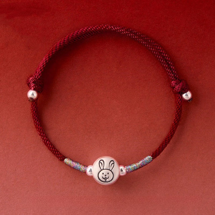 Pulsera de hilo rojo de plata de ley 999 con Buddha Stones del Año del Caballo - Cuerda de conejo rojo oscuro (circunferencia de la muñeca: 14-18 cm) - image 22