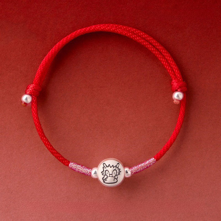 Pulsera de hilo rojo de plata de ley 999 con Buddha Stones del Año del Caballo - Cuerda roja de dragón (circunferencia de la muñeca: 14-18 cm) - image 25