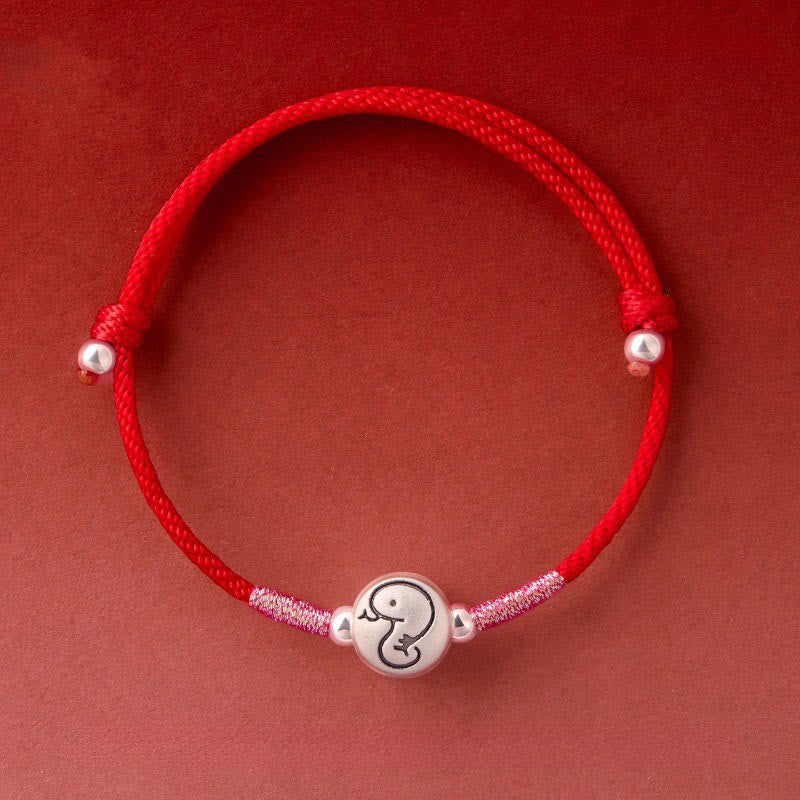 Pulsera de hilo rojo de plata de ley 999 con Buddha Stones del Año del Caballo - Cuerda roja de serpiente (circunferencia de la muñeca: 14-18 cm) - image 27