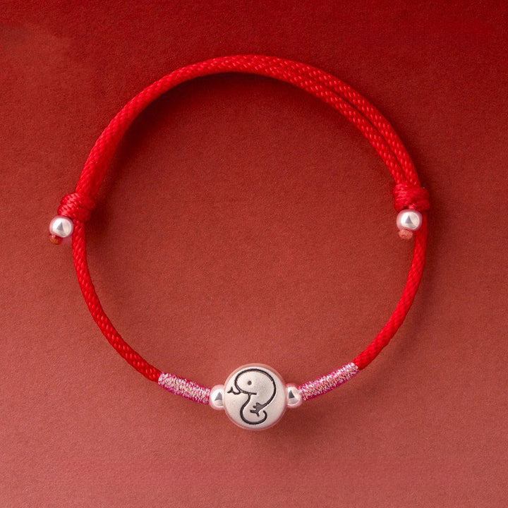 Pulsera de hilo rojo de plata de ley 999 con Buddha Stones del Año del Caballo - Cuerda roja de serpiente (circunferencia de la muñeca: 14-18 cm) - image 27