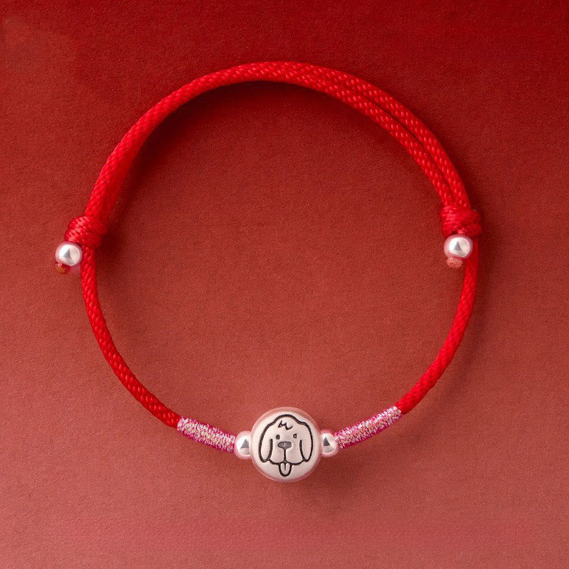 Pulsera de hilo rojo de plata de ley 999 con Buddha Stones del Año del Caballo - Cuerda roja para perro (circunferencia de la muñeca: 14-18 cm) - image 35
