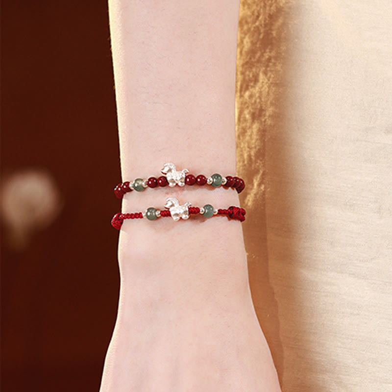 Pulsera de bendición de hilo rojo de jade cinabrio con Buddha Stones del Año del Caballo - image 15