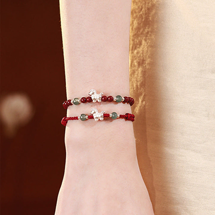 Pulsera de bendición de hilo rojo de jade cinabrio con Buddha Stones del Año del Caballo - image 15