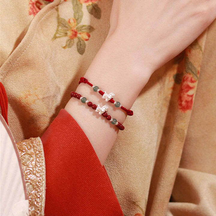 Pulsera de bendición de hilo rojo de jade cinabrio con Buddha Stones del Año del Caballo - image 17
