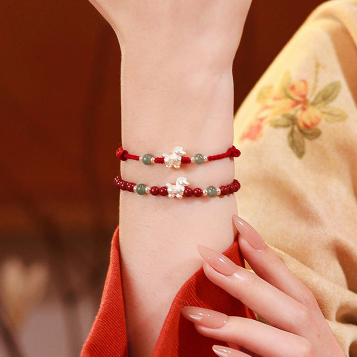 Pulsera de bendición de hilo rojo de jade cinabrio con Buddha Stones del Año del Caballo - image 19