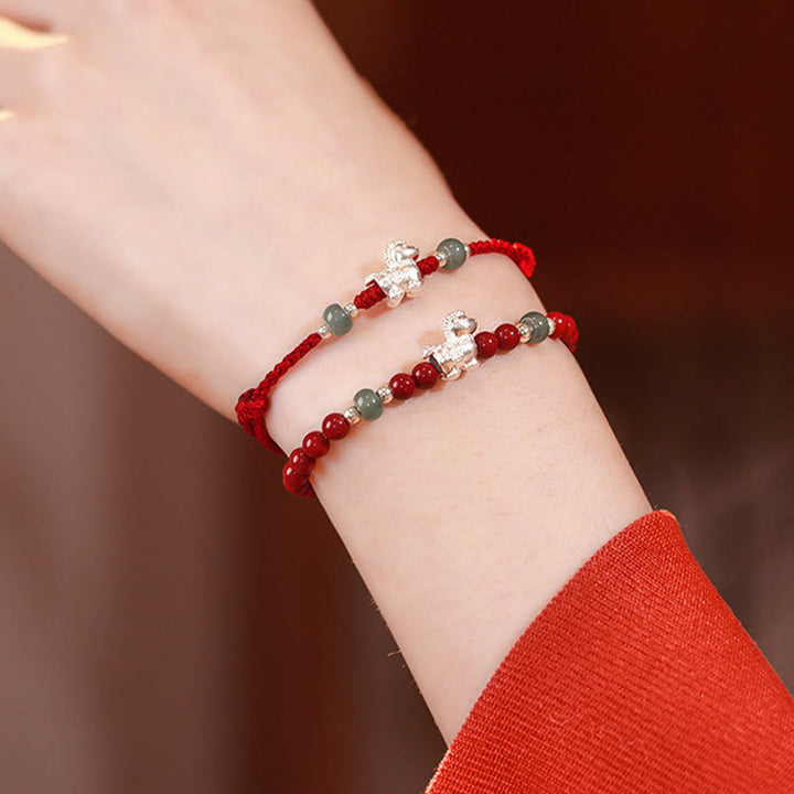 Pulsera de bendición de hilo rojo de jade cinabrio con Buddha Stones del Año del Caballo - image 20