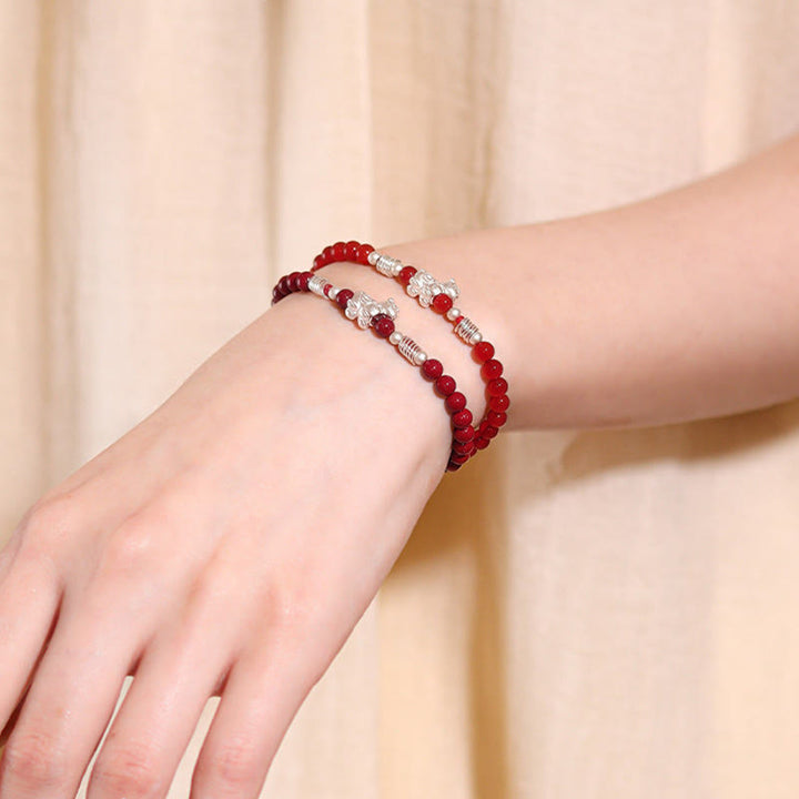 Pulsera de ágata roja y cinabrio de plata de ley 999 con Buddha Stones y el Año del Caballo - image 16