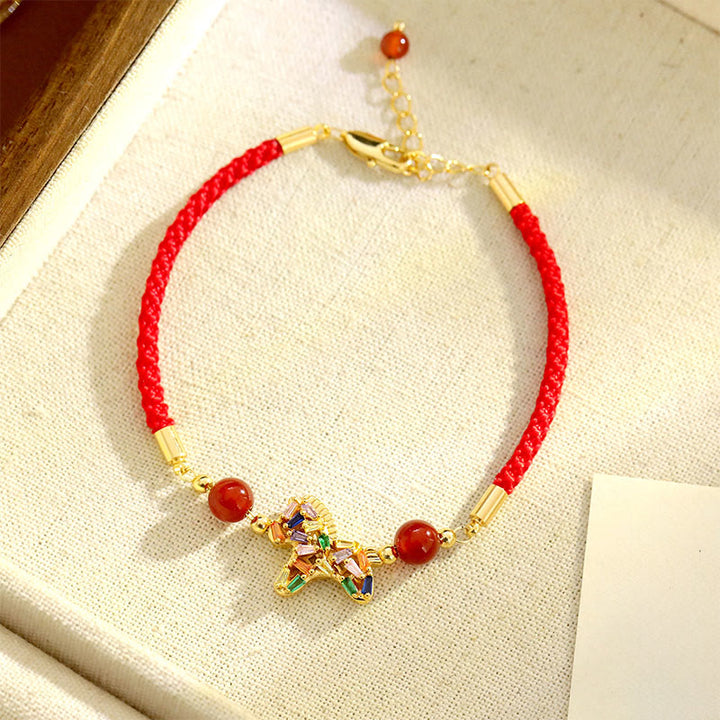 Pulsera de equilibrio de ágata roja y cobre del Año del Caballo con Buddha Stones - image 4
