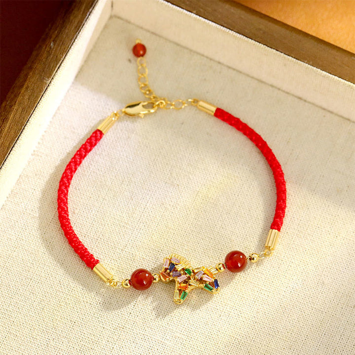 Pulsera de equilibrio de ágata roja y cobre del Año del Caballo con Buddha Stones - image 3