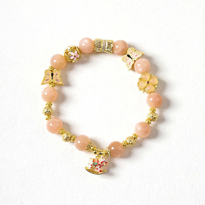 Pulsera de éxito con Buddha Stones, ágata roja del sur, turmalina y piedra solar del Año del Caballo - Caballo de Piedra Solar (circunferencia de la muñeca: 14-15 cm) - image 7