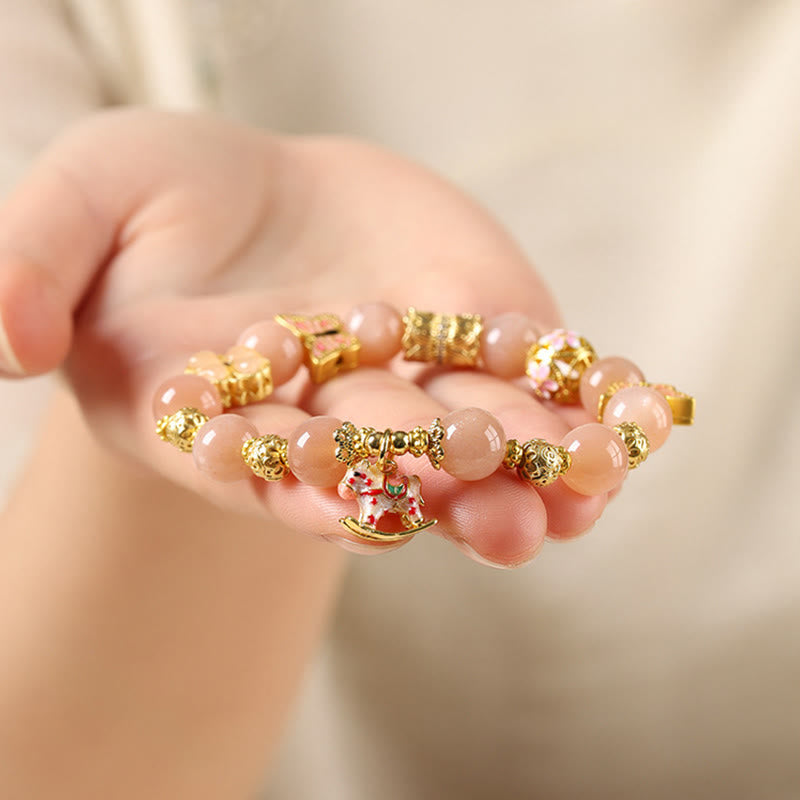 Pulsera de éxito con Buddha Stones, ágata roja del sur, turmalina y piedra solar del Año del Caballo - image 10