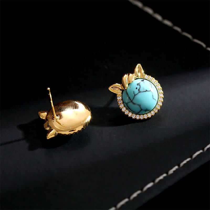 Pendientes de cobre y turquesa con forma de oreja de caballo y Buddha Stones - image 7