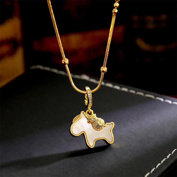 Colgante de cobre con Buddha Stones y el Año del Caballo para la suerte - Caballo de cobre - image 0