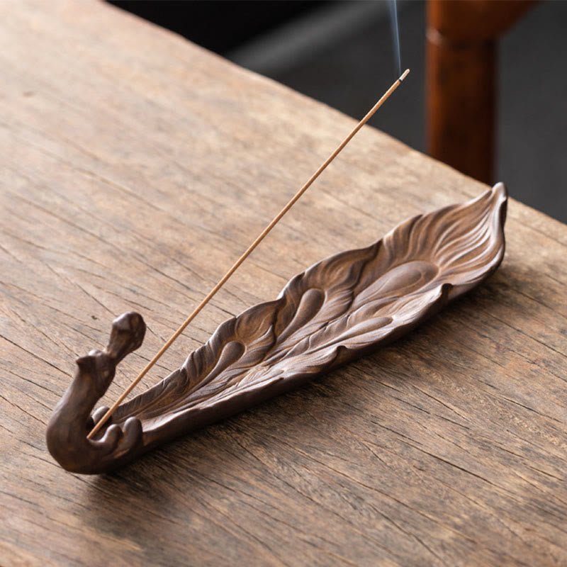 Quemador de incienso con forma de pavo real y Buddha Stones para la fortuna, decoración del hogar - Pavo real marrón silla de montar (24,7 x 6,5 x 5,5 cm) - image 7