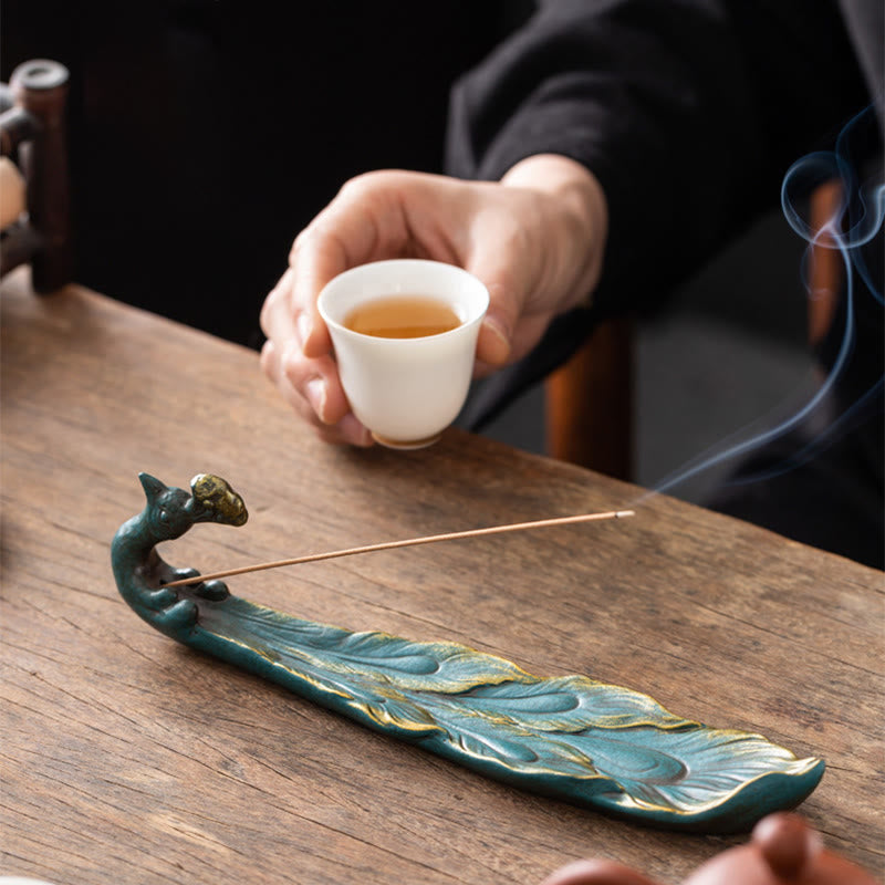 Quemador de incienso con forma de pavo real y Buddha Stones para la fortuna, decoración del hogar - image 3