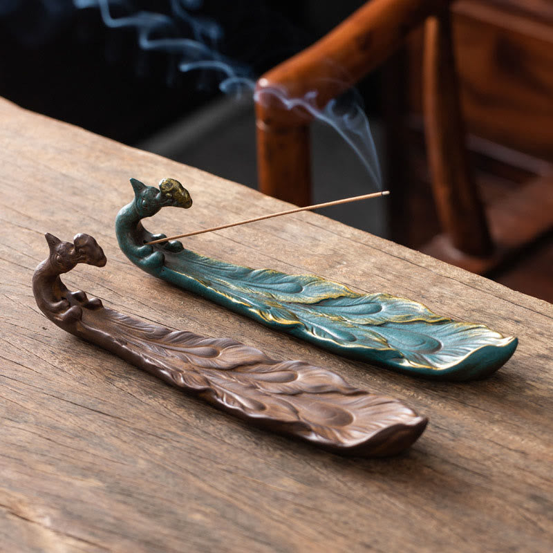 Quemador de incienso con forma de pavo real y Buddha Stones para la fortuna, decoración del hogar - image 0