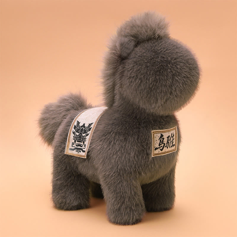 Manta de sillín bordada con Buddha Stones, año del caballo, muñeco de peluche para decoración del hogar - Gris - 55*52*55cm - image 8
