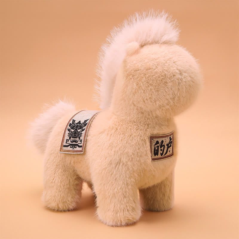 Manta de sillín bordada con Buddha Stones, año del caballo, muñeco de peluche para decoración del hogar - Beige - 55*52*55cm - image 5