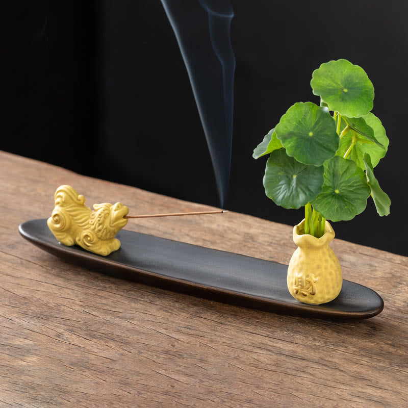 Quemador de incienso con Buddha Stones Pixiu para la riqueza y la decoración del hogar - Pixiu amarillo (25,7 x 7,5 x 5,8 cm) - image 14