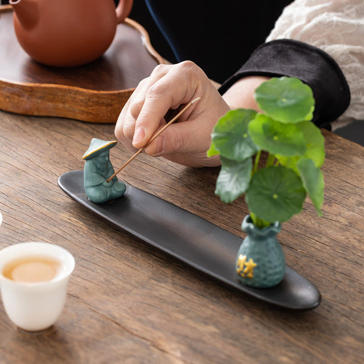 Quemador de incienso con Buddha Stones Pixiu para la riqueza y la decoración del hogar - image 3