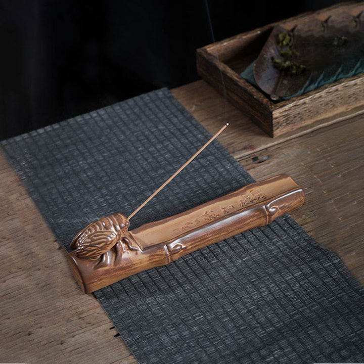 Quemador de incienso con forma de cigarra y barco pequeño de Buddha Stones para decoración del hogar - Cigarra (25*5,5*5,5 cm) - image 7