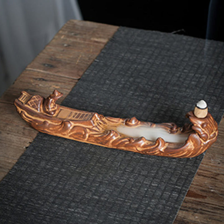Quemador de incienso con forma de cigarra y barco pequeño de Buddha Stones para decoración del hogar - image 2
