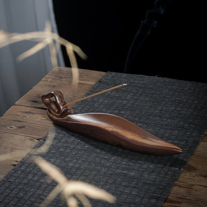 Quemador de incienso con forma de cigarra y barco pequeño de Buddha Stones para decoración del hogar - image 6