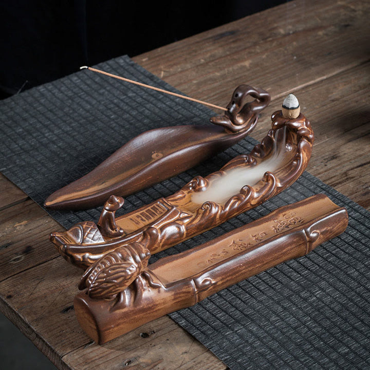 Quemador de incienso con forma de cigarra y barco pequeño de Buddha Stones para decoración del hogar - image 9