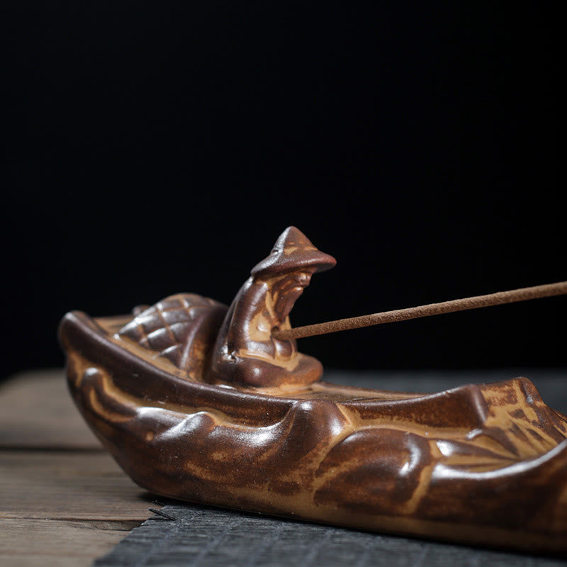 Quemador de incienso con forma de cigarra y barco pequeño de Buddha Stones para decoración del hogar - image 1